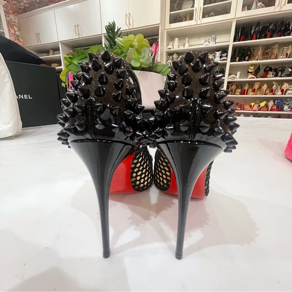 CHRISTIAN LOUBOUTIN Black Guni 100 Parent Fishnet Pumps 38 - Picture 4 of 6